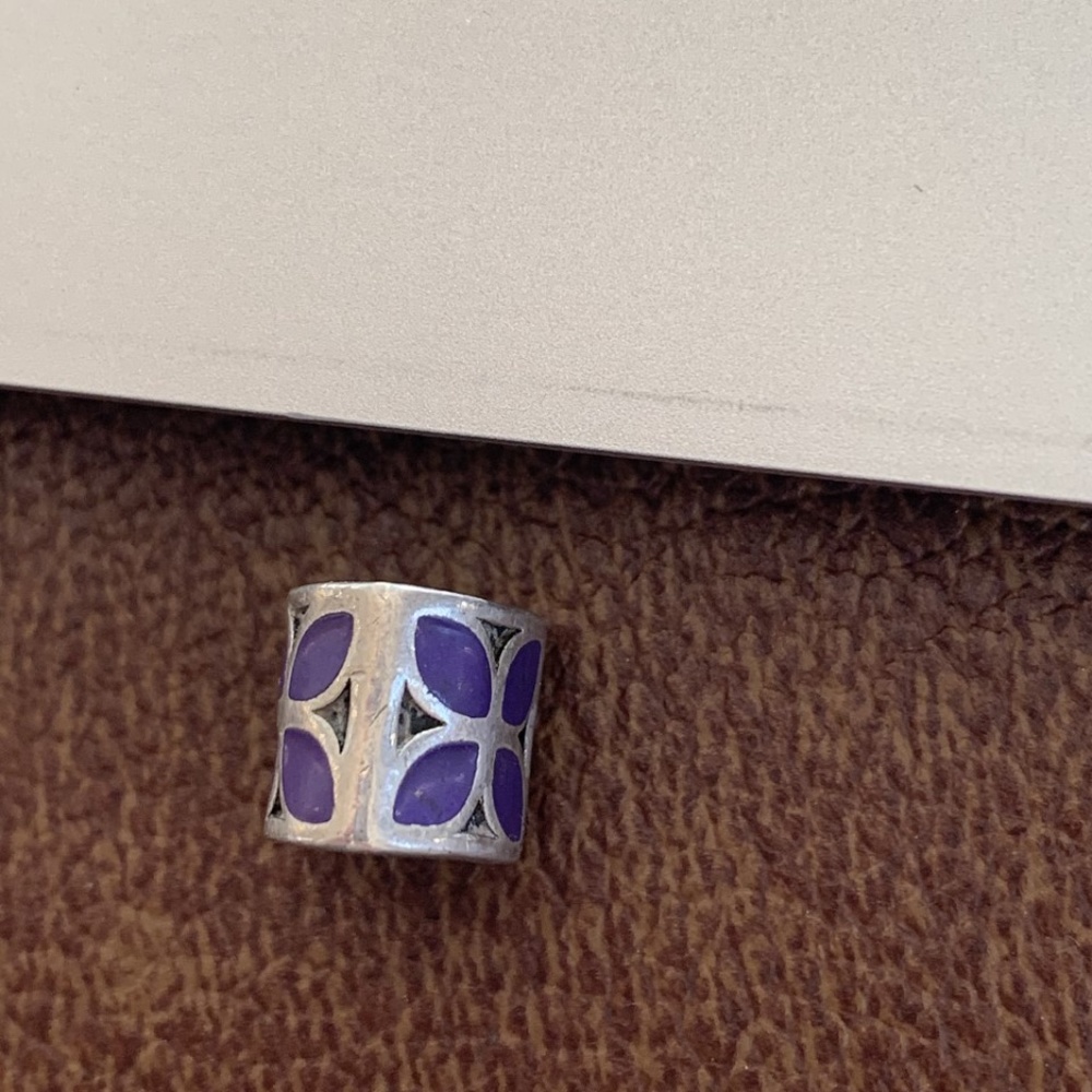 Pandora Silver Purple 4 Petal Flower #790437EN02